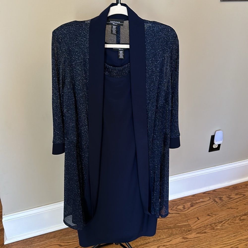 R&M Richards size 18W navy sparkle dress and long cardigan